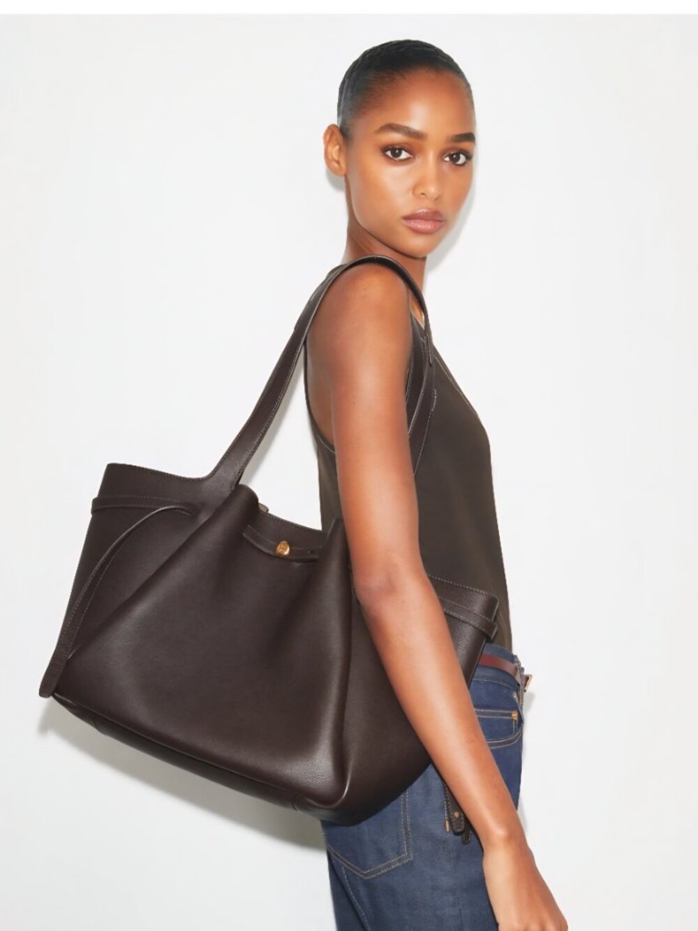 Tory Burch Romy Tote Pebble Brown - Picture 5 of 5